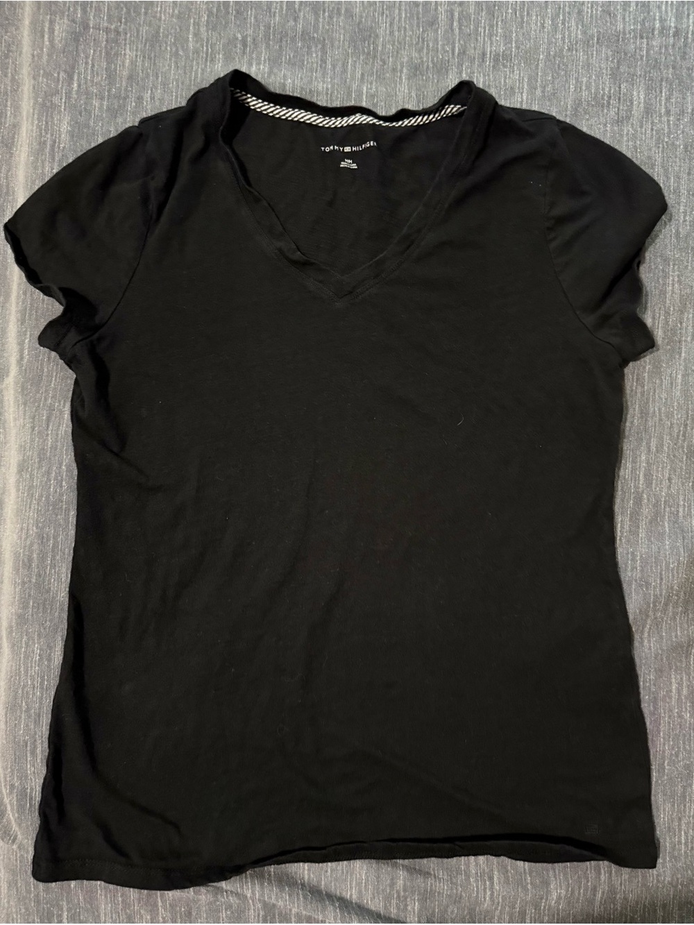 Tommy Hilfiger Black V-Neck Short Sleeve Tee